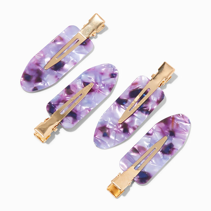 Purple Tortoiseshell No Crease Hair Styling Clips - 4 Pack,