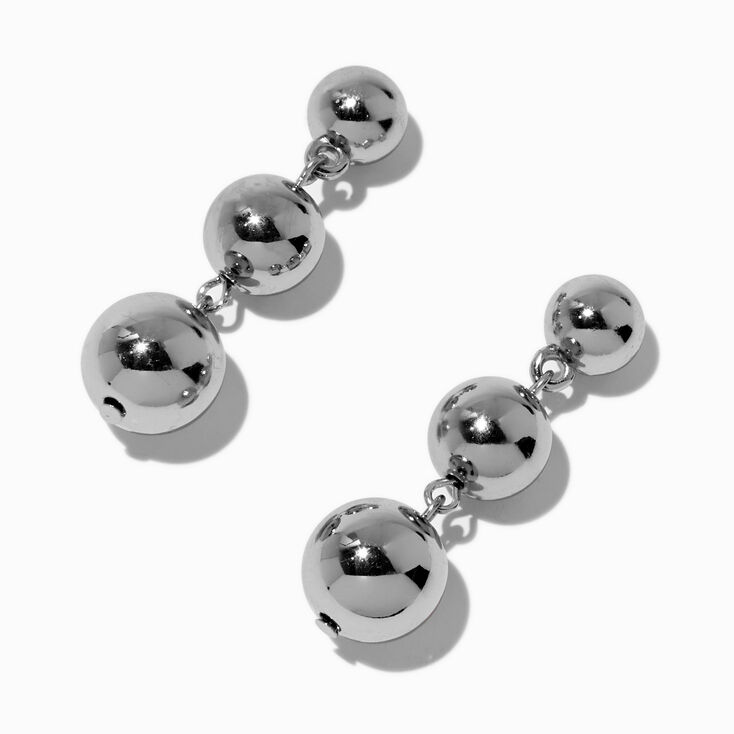 Silver-tone Graduated Ball Linear Drop Earrings Earrings,