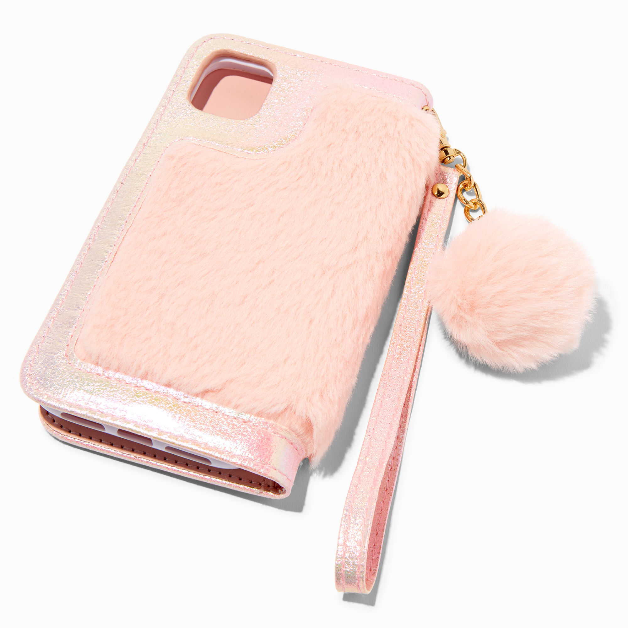 Furry Pink Wristlet Phone Case - Fits iPhone® 11,