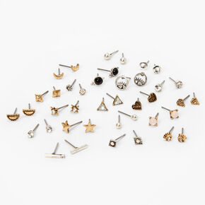 Gold Black &amp; Gold Textured Stud Earrings - 20 Pack,