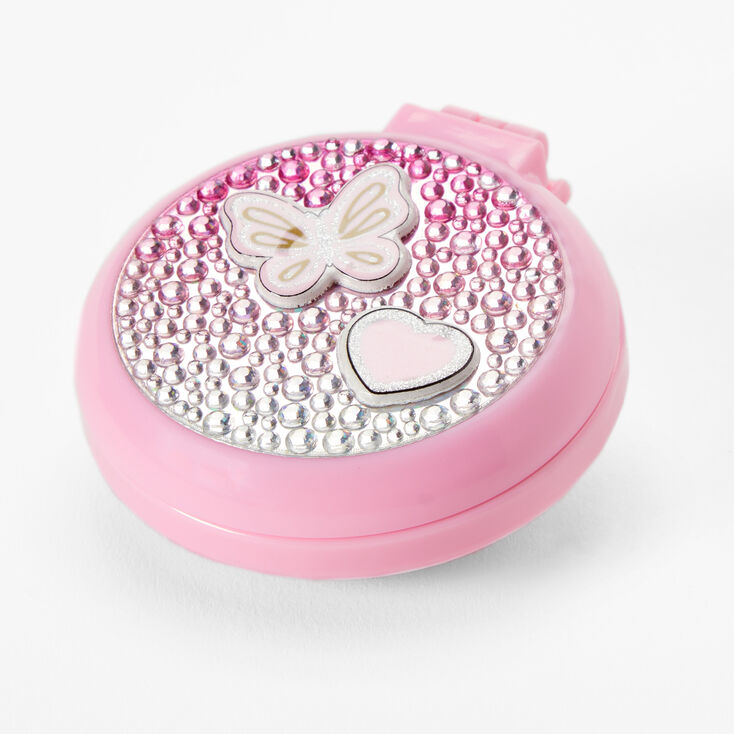 Claire&#39;s Club Pink Ombr&eacute; Crystal Compact Mirror,