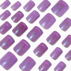 Purple Cat Eye Medium Square Vegan Faux Nail Set - 24 Pack,