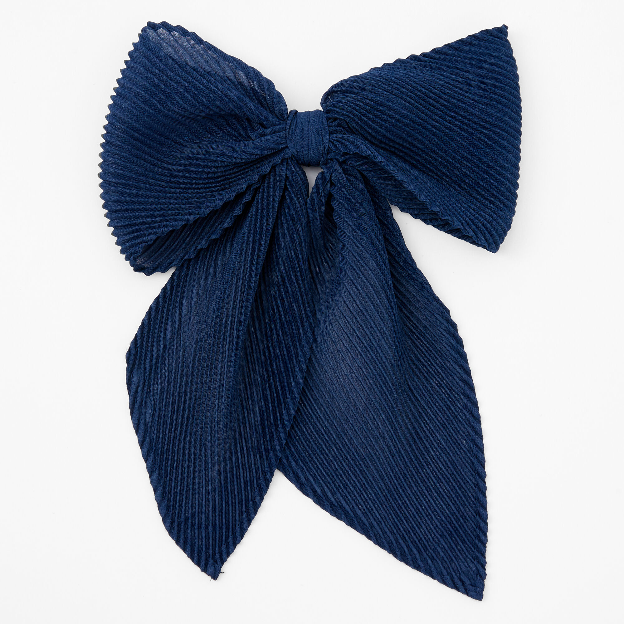 Pleated Chiffon Hair Bow Clip - White