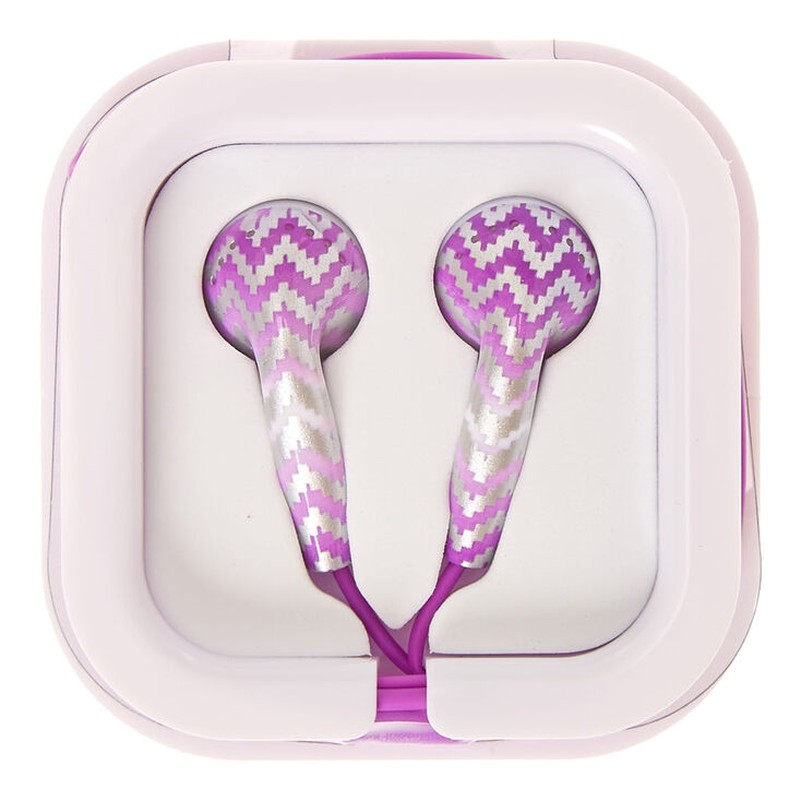 Purple Chevron Earphones,