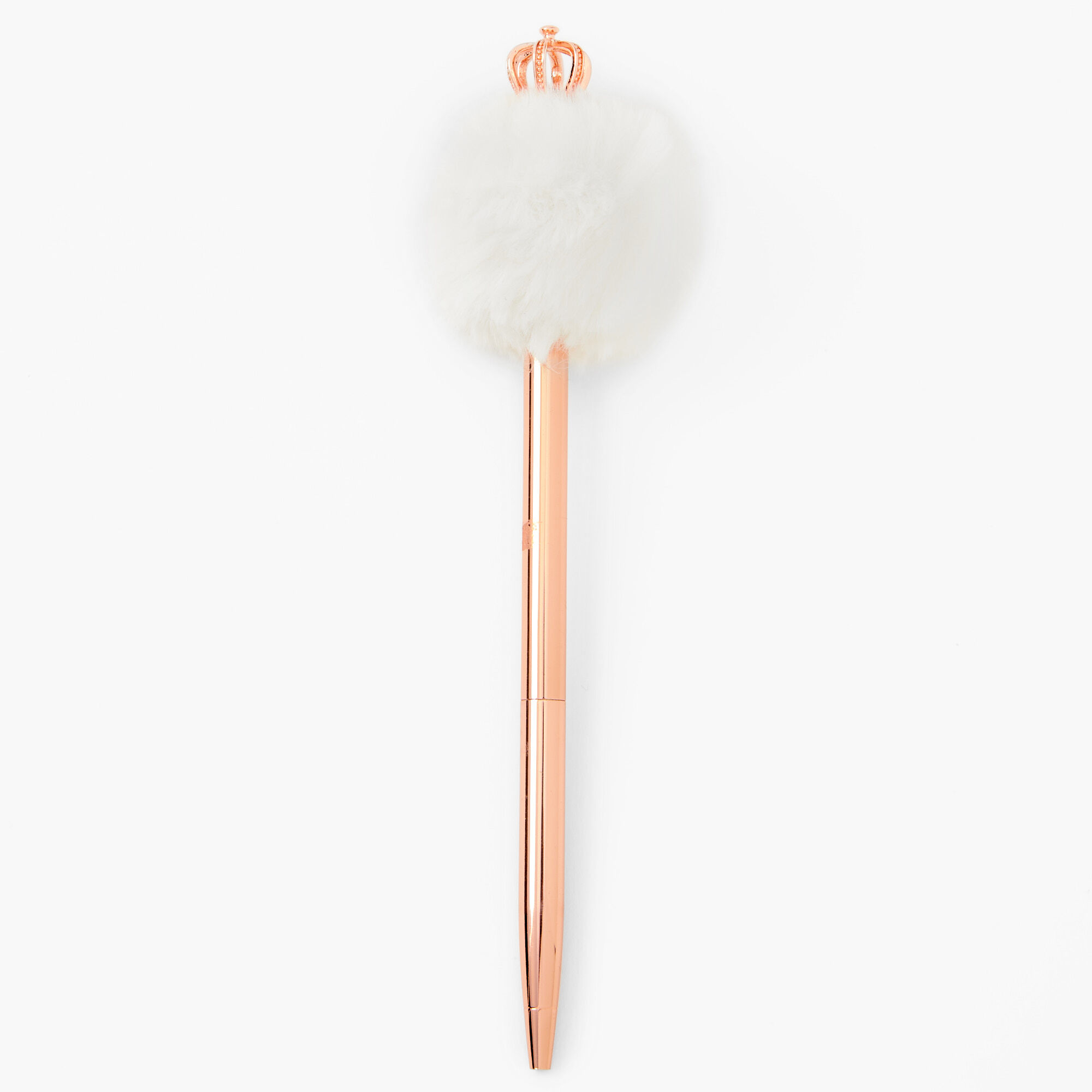Rose Gold Pom Pom Crown Pen - Ivory,