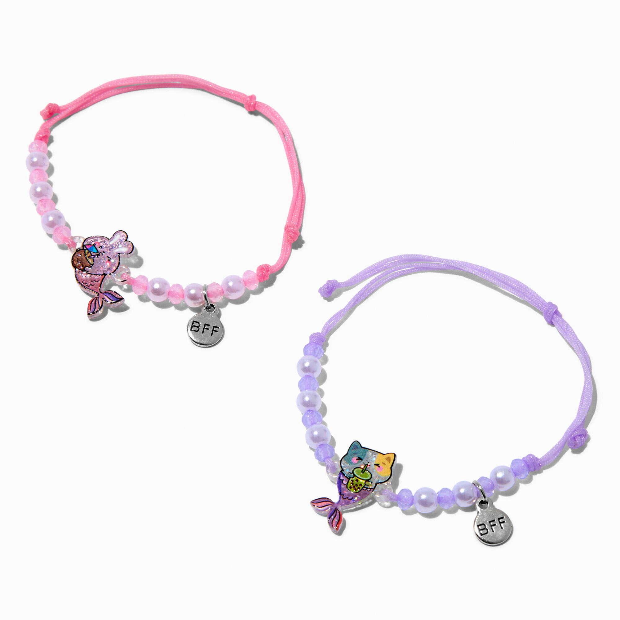 View Claires Best Friends Mermaid Adjustable Bracelets 2 Pack Pink information