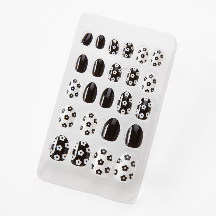 Claire's Black & White Dot Stiletto Vegan Faux Nail Set - 24 Pack