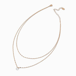 Gold-tone Cubic Zirconia Disc Multi-Strand Necklace,