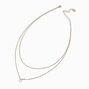 Gold-tone Cubic Zirconia Disc Multi-Strand Necklace,