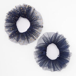 Claire&#39;s Club Small Star Tulle Hair Scrunchies - Navy, 2 Pack,