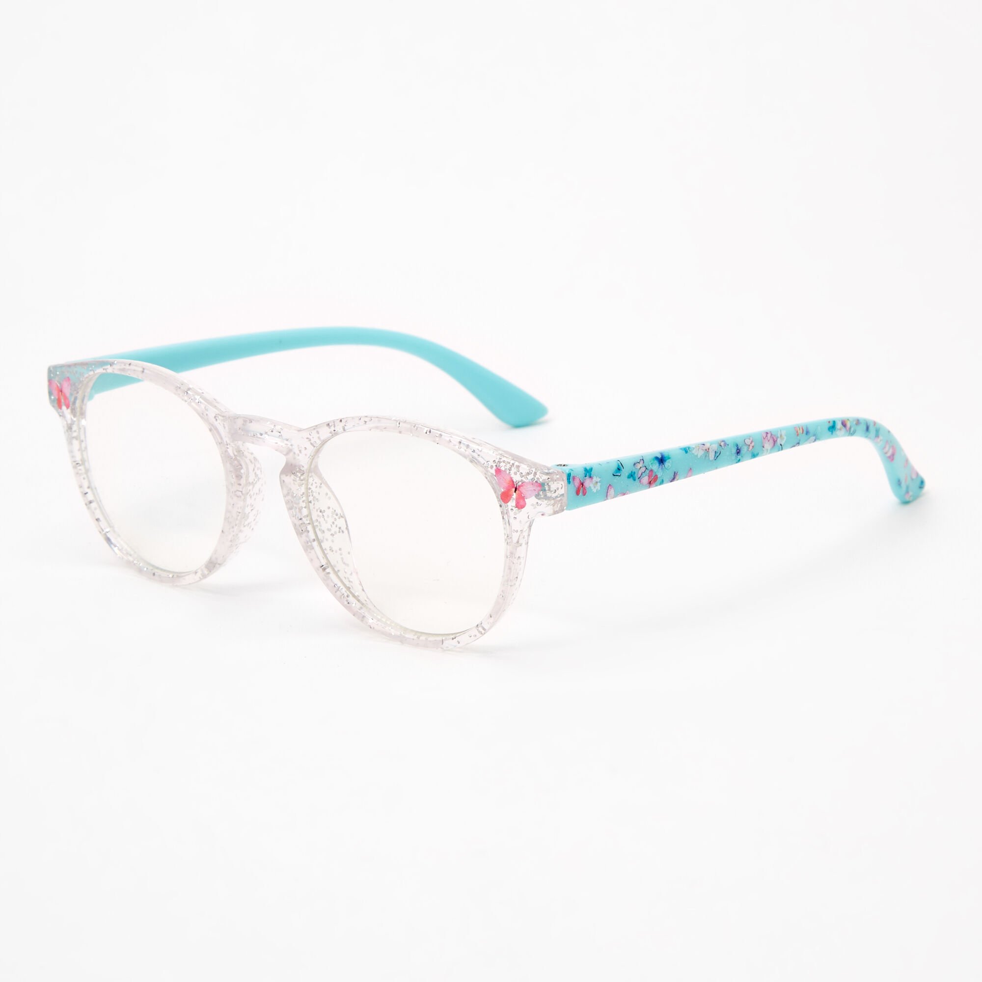 Claire's Club Butterfly Clear Lens Frames - Blue,