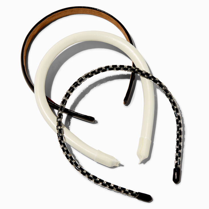 Black &amp; Ivory Headband Set - 3 Pack ,