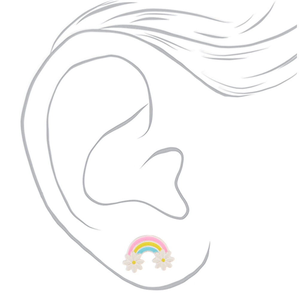 Rainbow Floral Stud Earrings - 3 Pack,