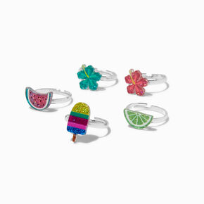 Claire&#39;s Club Strawberry Box Silver-tone Rings - 5 Pack,