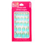 Glitter Fade French Tip Stiletto Press On Faux Nail Set - Mint, 24 Pack,