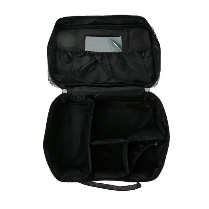 Trousse &agrave; maquillage avec poches &agrave; rayures et pois,