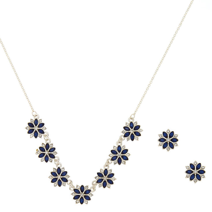 Claire's Parure de bijoux bleus à motif floral hivernal, 2 articles
