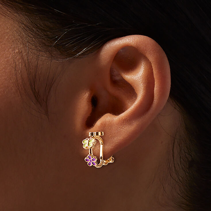 Summer Motif Clip-On Hoop Earrings,