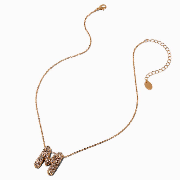 Gold-tone Pav&eacute; Bubble Initial Pendant Necklace - M,