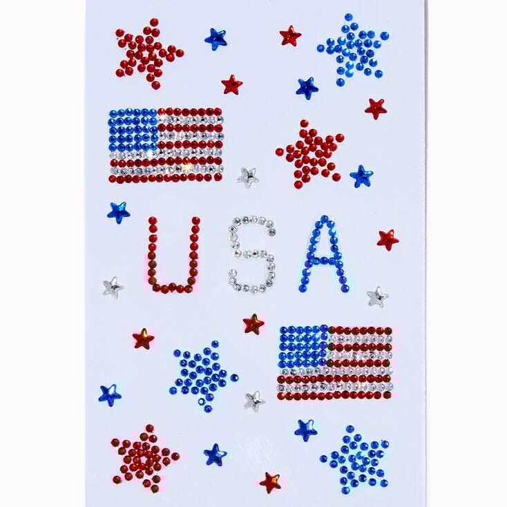American Flag Gemstone Body Stickers,