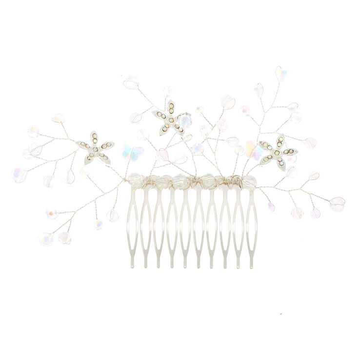 Silver Iridescent Floral Hair Comb | Claire's US