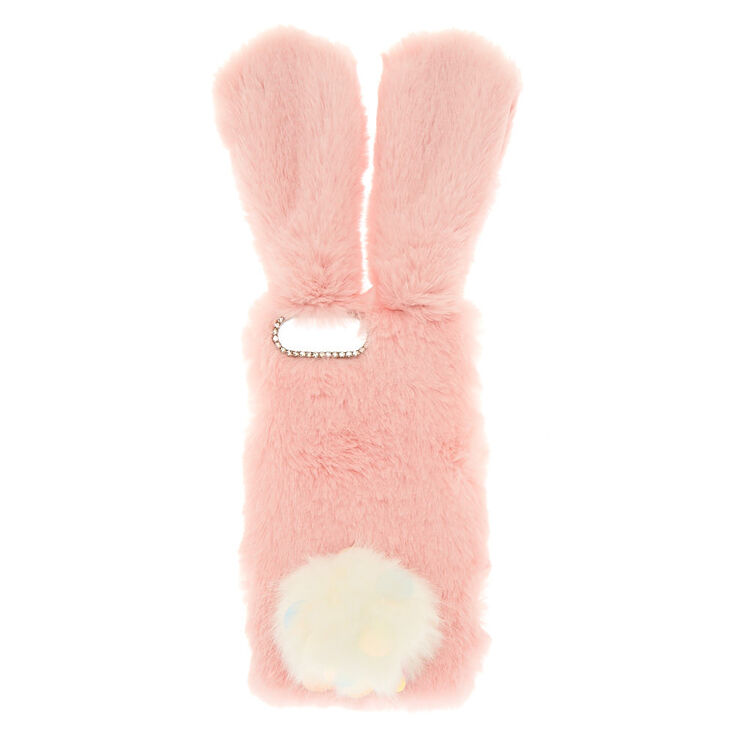 Claire's Coque de portable lapin rose en fausse fourrure - Compatible avec iPhone 5/5S