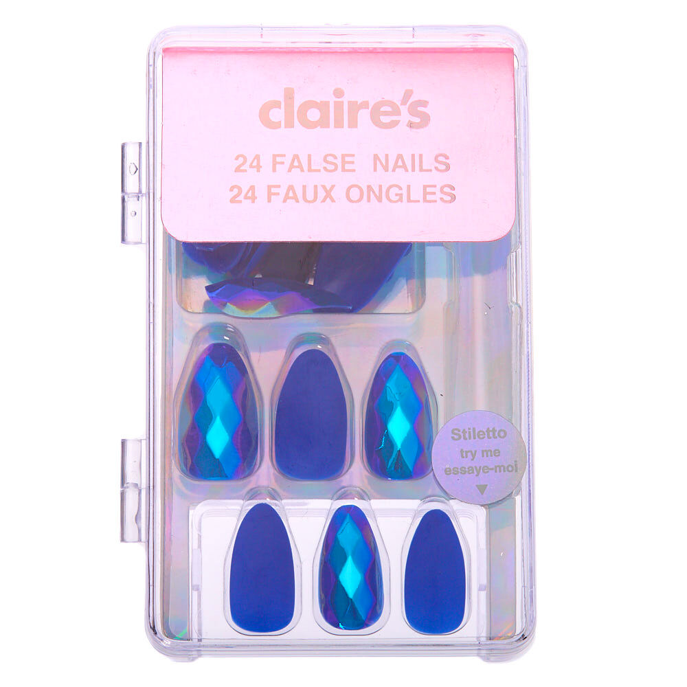 Oil Slick Disco Stiletto Faux Nail Set - 24 Pack,