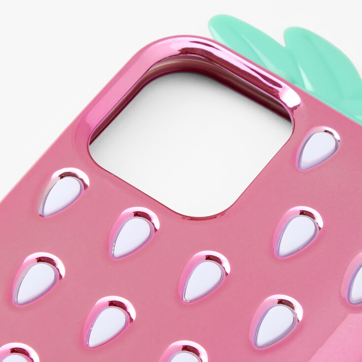 Pink Chrome Strawberry Protective Phone Case - Fits iPhone&reg; 12/12 Pro,