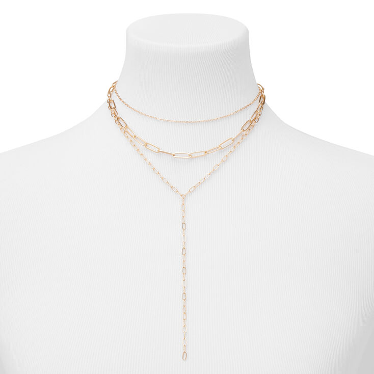 Gold Mixed Chain Multi Strand Necklace,