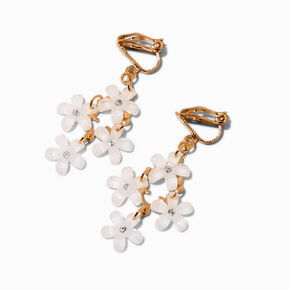 Gold-tone Chandelier Flower Clip-On Drop Earrings,