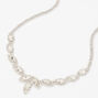 Silver Rhinestone Leaf Choker Necklace,