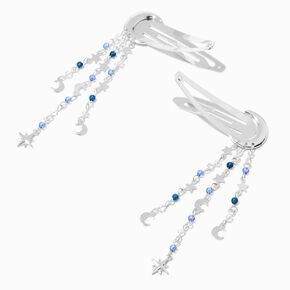 Silver-tone Celestial Dangle Snap Hair Clips - 2 Pack,