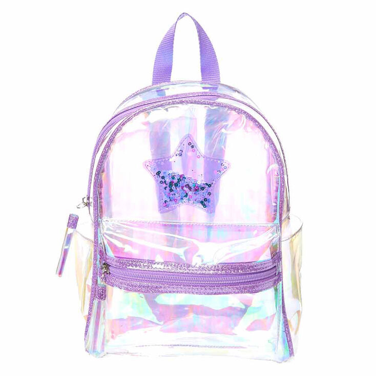 Transparent Purple Trim Shaker Star Backpack Clear Claire S Us