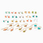 Gold Tropical Stud &amp; Drop Earrings - 20 Pack,