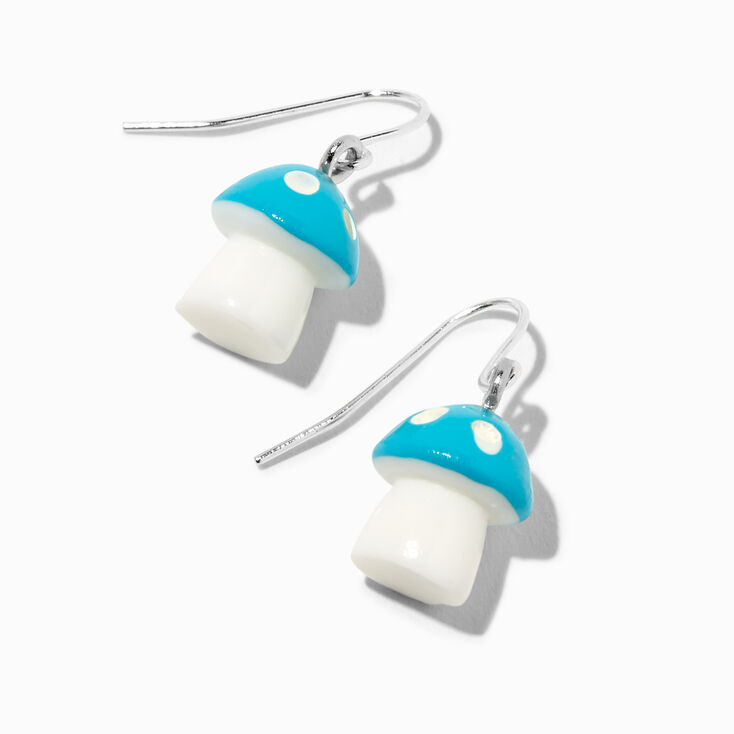 Blue Mushroom Drop Earrings,