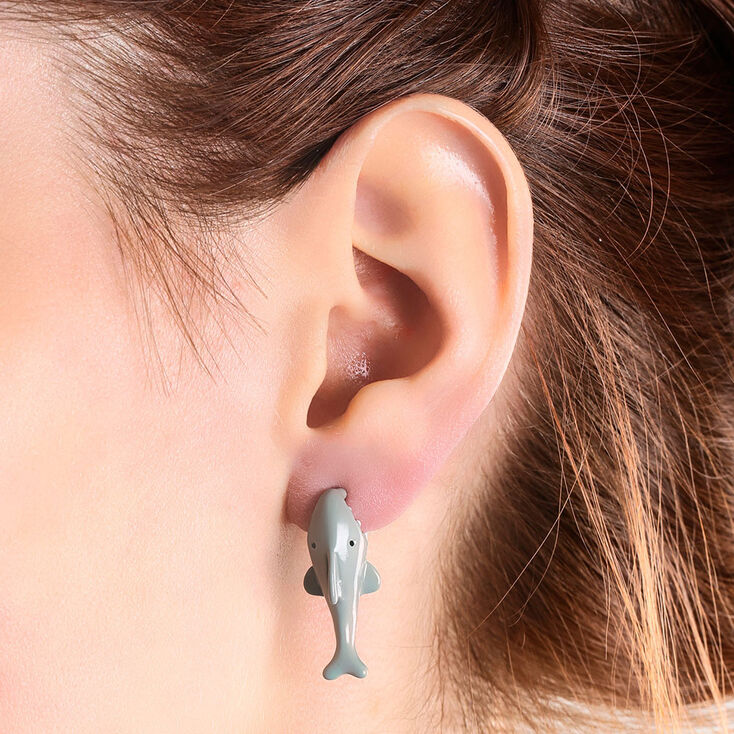 Shark Front and Back Stud Earrings,