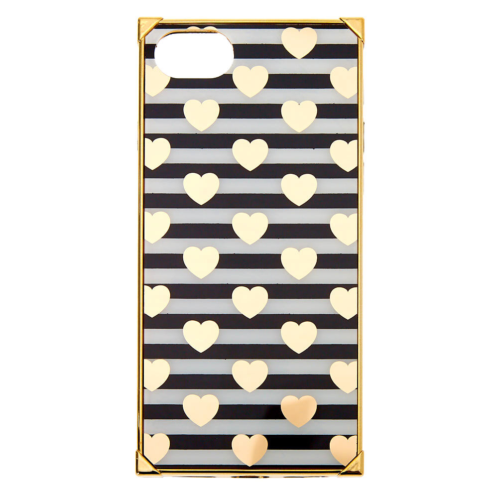Striped Heart Square Phone Case - Fits iPhone 6/7/8/SE,