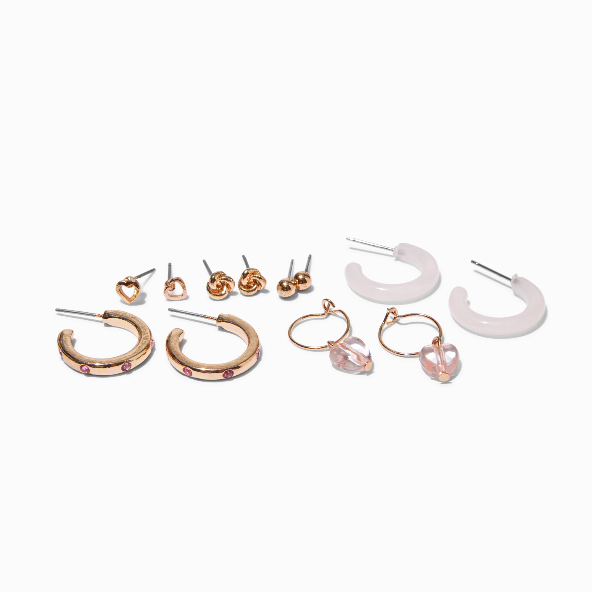 View Claires Crystal Mixed Earring Set 6 Pack Pink information