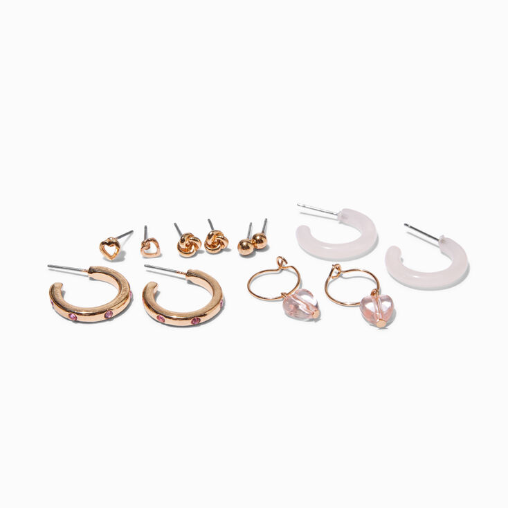 Pink Crystal Mixed Earring Set - 6 Pack,