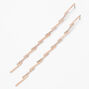 Rose Gold 3.5&quot; Rhinestone Dash Linear Drop Earrings,