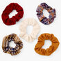 Autumn Prints and Solids Ribbed Knit Hair Scrunchies - 5 Pack,
