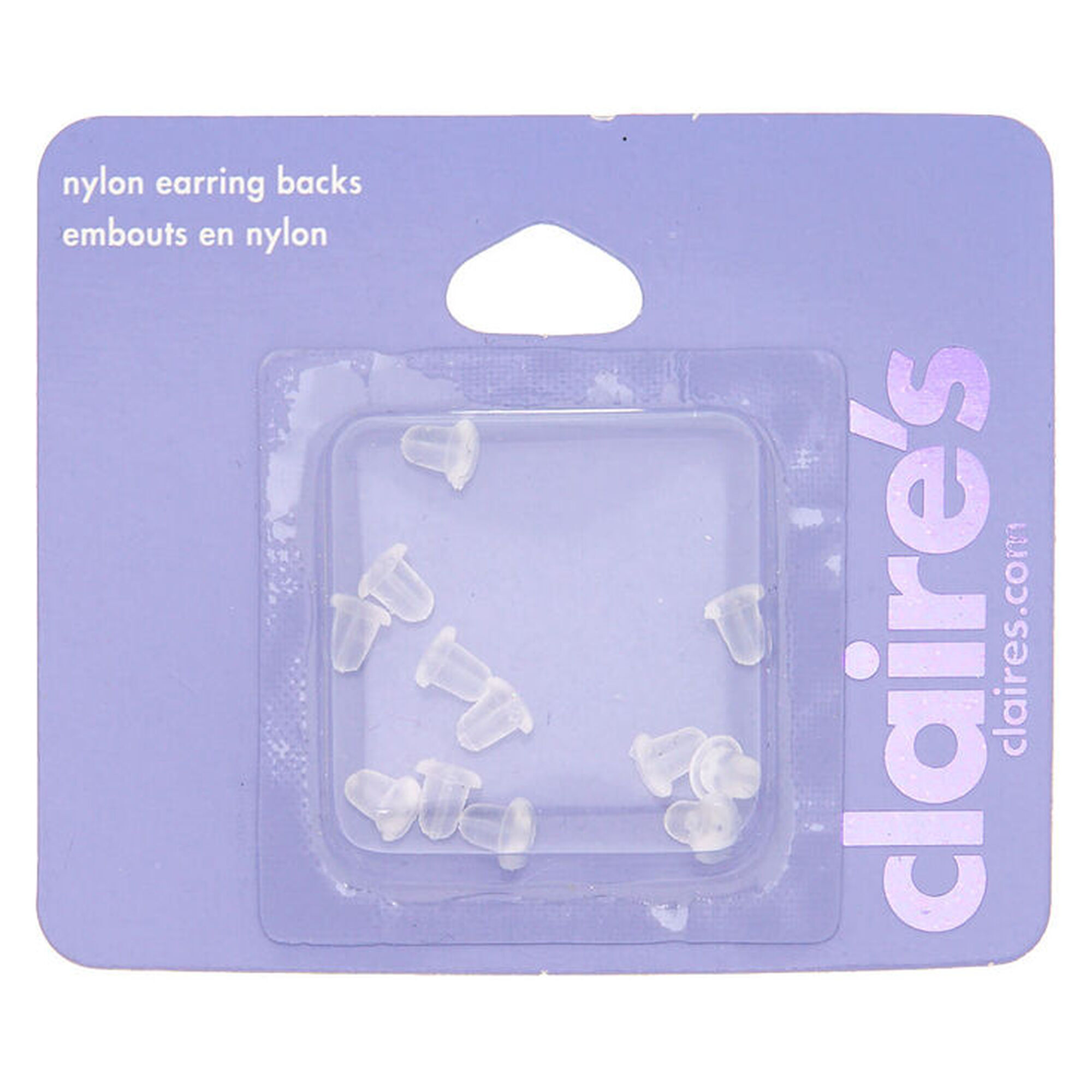 Nylon Earring Back Replacements - Clear, 12 Pack
