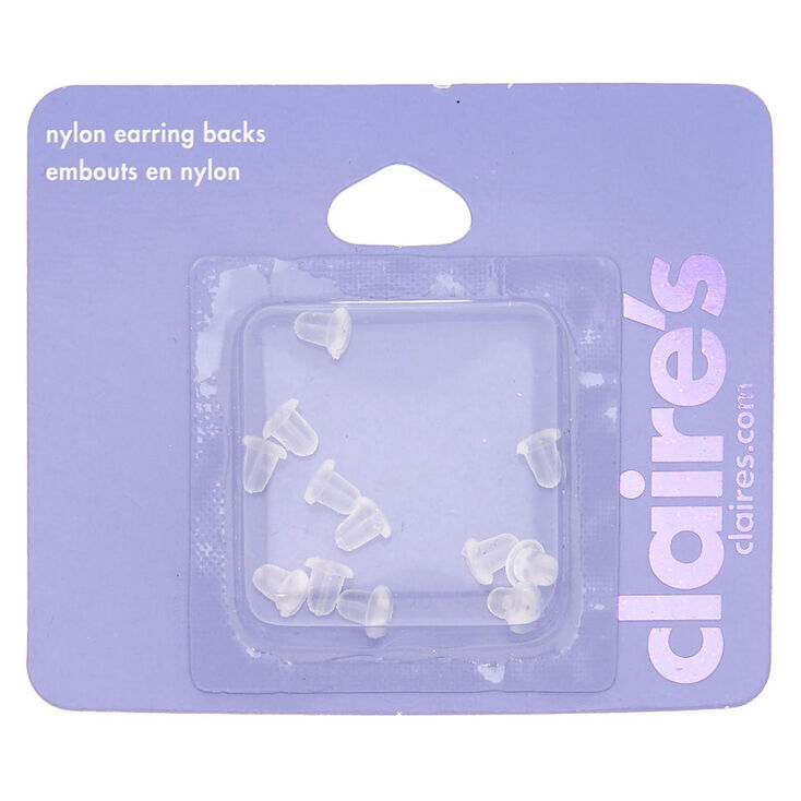 Claire's Nylon Earring Back Replacements | 12 Pack | Clear