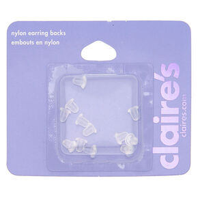 Nylon Earring Back Replacements - Clear, 12 Pack,