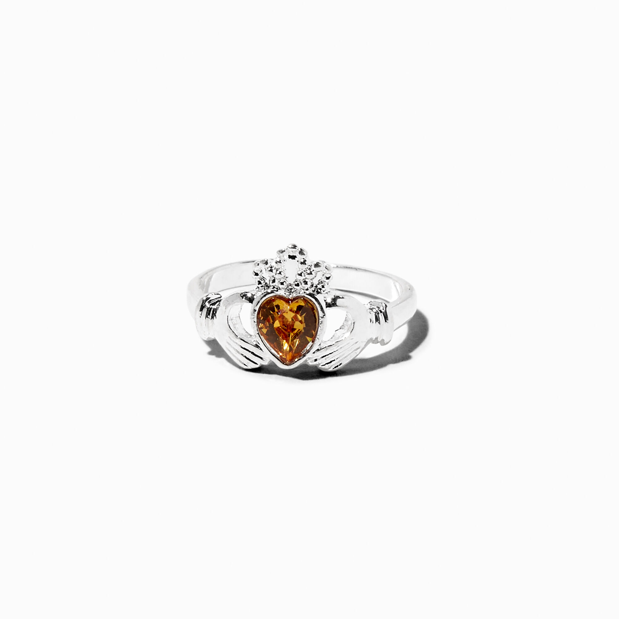 Silver Claddagh Birthstone Ring - November,