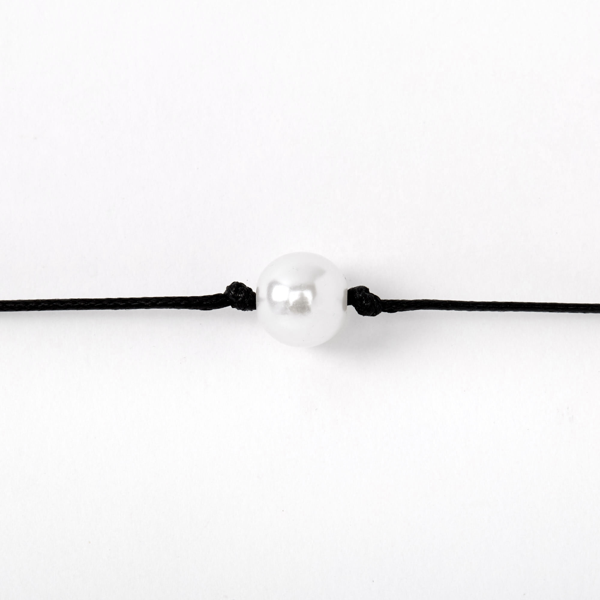 Single Pearl Cord Choker Necklace Black