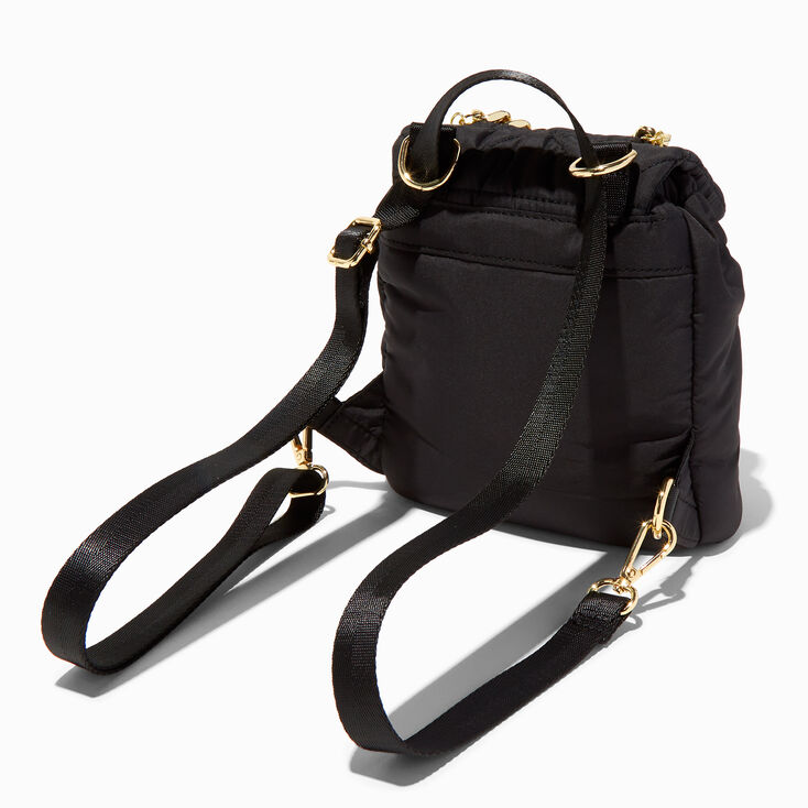 Black Quilted Chain Handle Backpack,