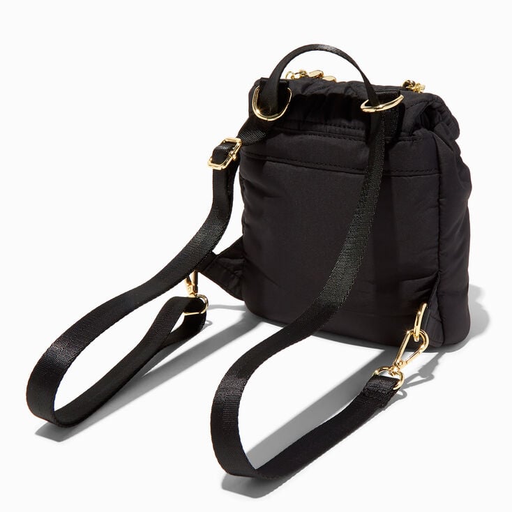 Black Quilted Chain Handle Medium Backpack | Claire's US