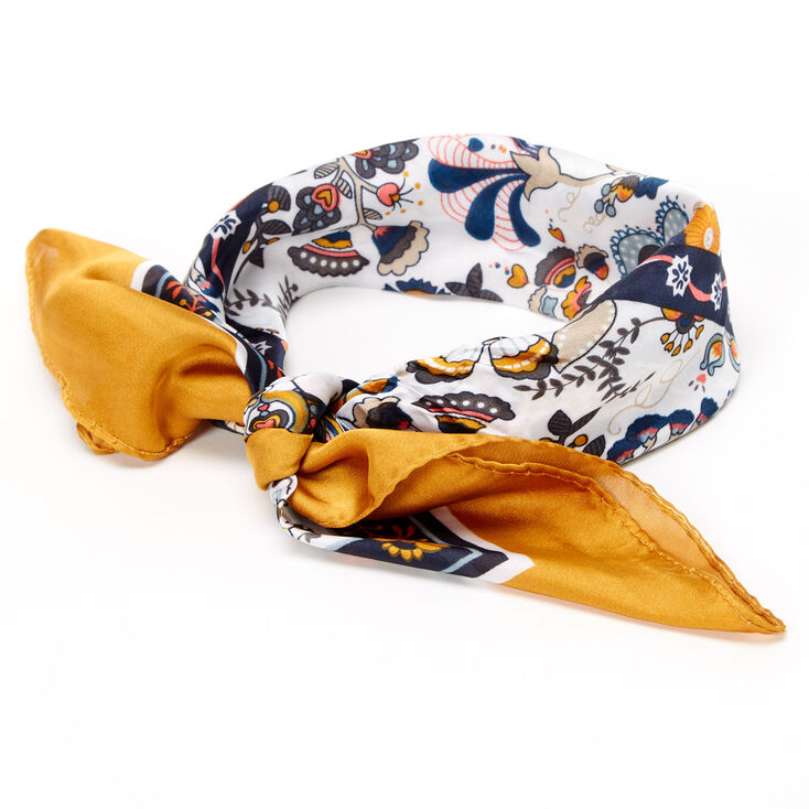 Butterfly Floral Bandana Headwrap - Yellow,