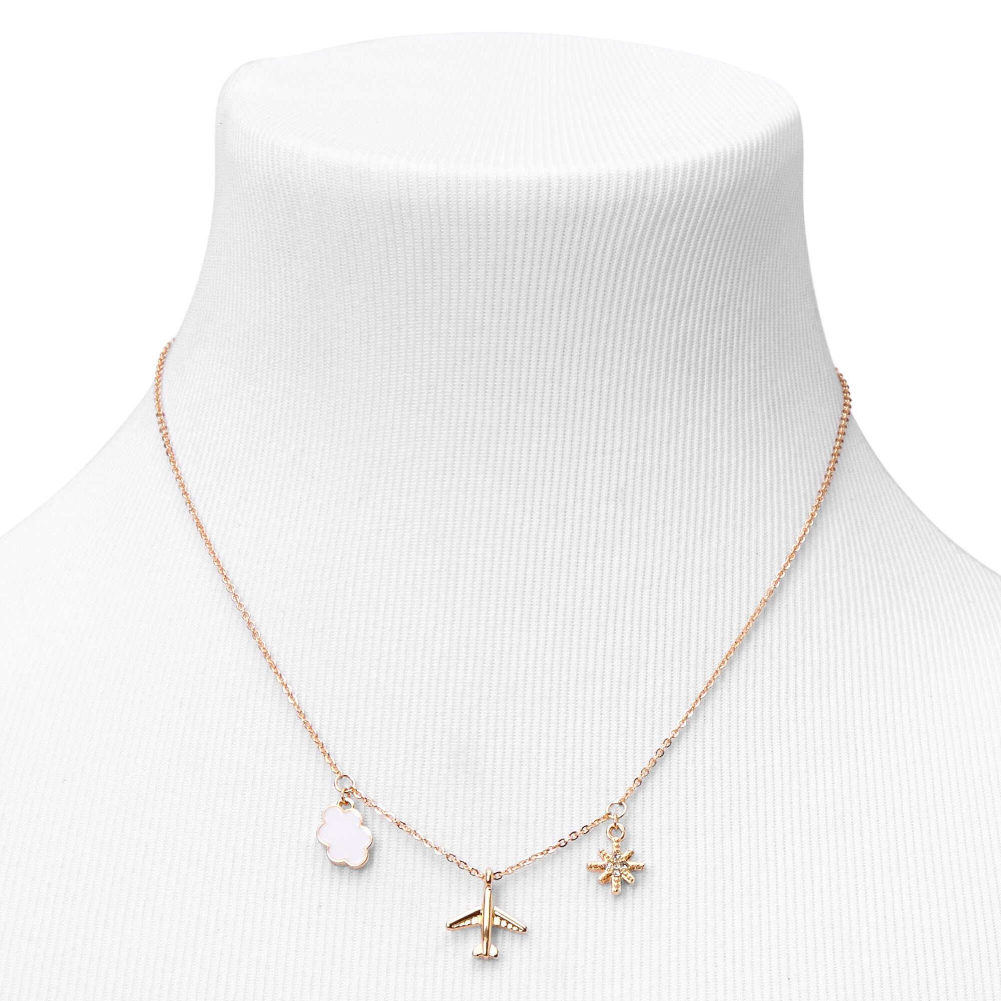 Gold Airplane Charm Pendant Necklace,